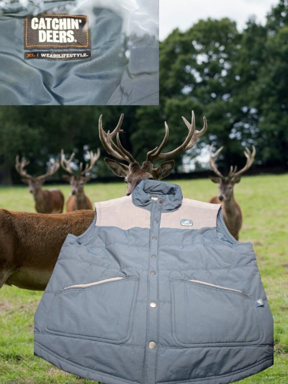 Deer hunters Vest Hunting coat Catchin Deers Vest  XL